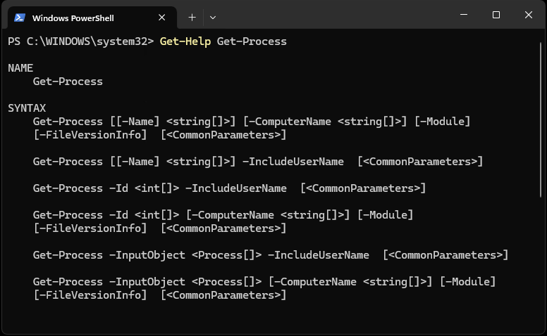 Get-Help Cmdlet Example